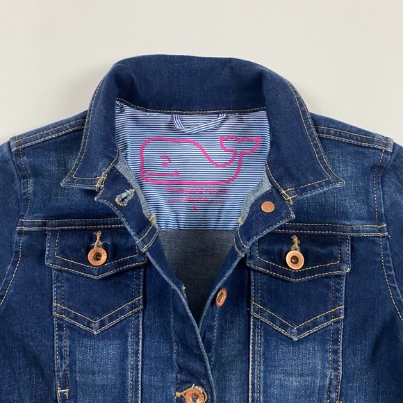 Vineyard Vines Denim Jean Jacket Girls Small Size 7-8 - Picture 2 of 9